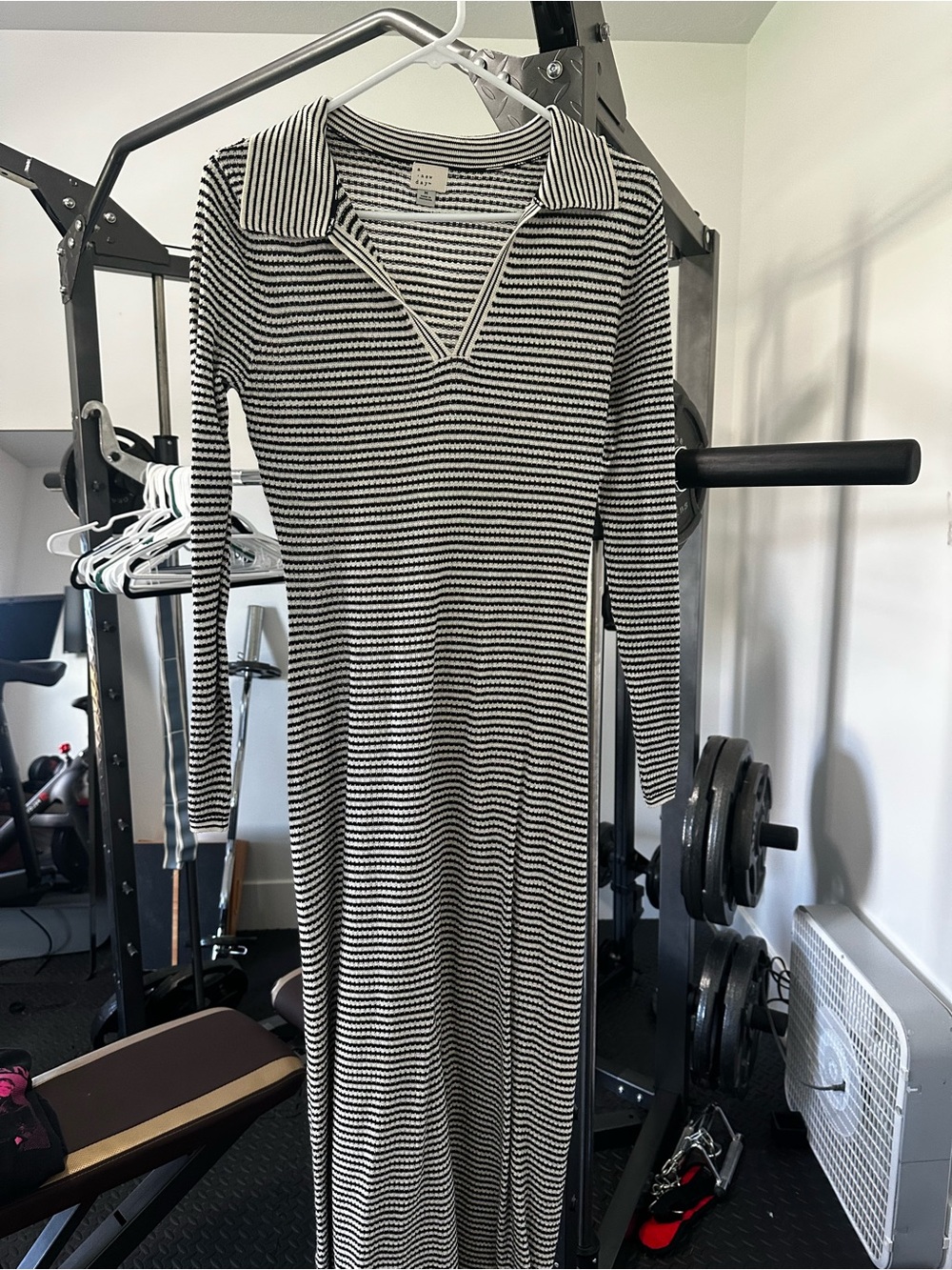 a new day Black and White Striped Long Sleeve Maxi Dress